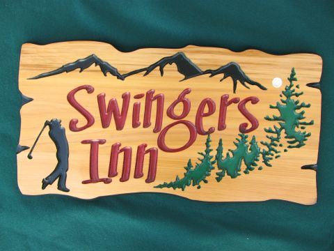 Routered wood sign rustic boarder Swingers Inn